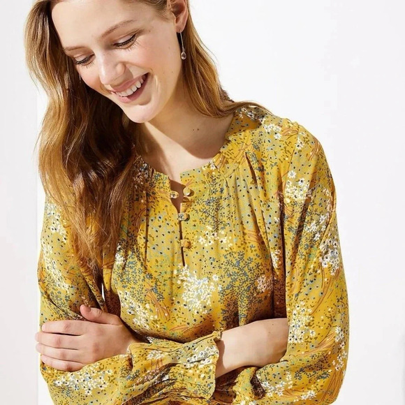 LOFT Meadow Ruffle Henley Floral Dress size S - Picture 1 of 12